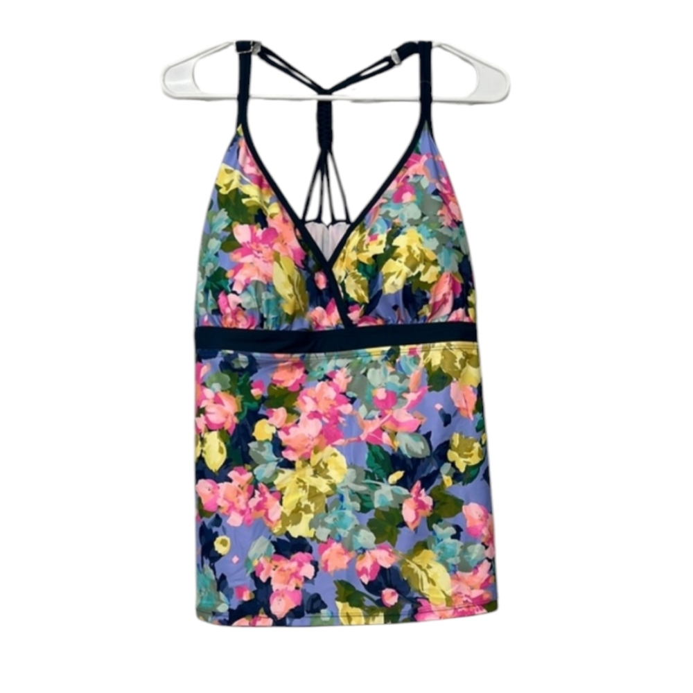 Floral Multicolor Free Country 2X Swimsuit tankini racerback top women's NWT
